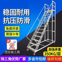 Warehouse Den High Ladder Removable Platform With Wheeler Injection Molding Machine Onto High Shelf Taking Stock Ladder