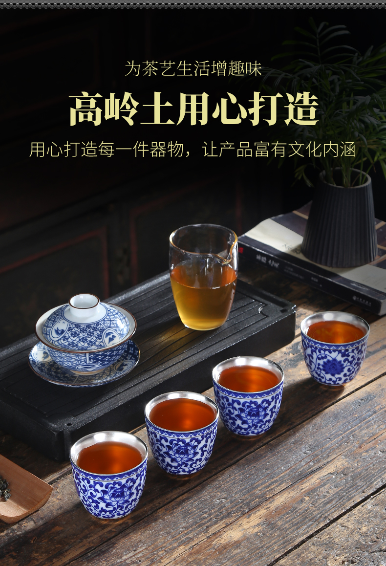 Blue and white tie up branch master cup single cup large household pure manual sample tea cup jingdezhen ceramic cups a single CPU