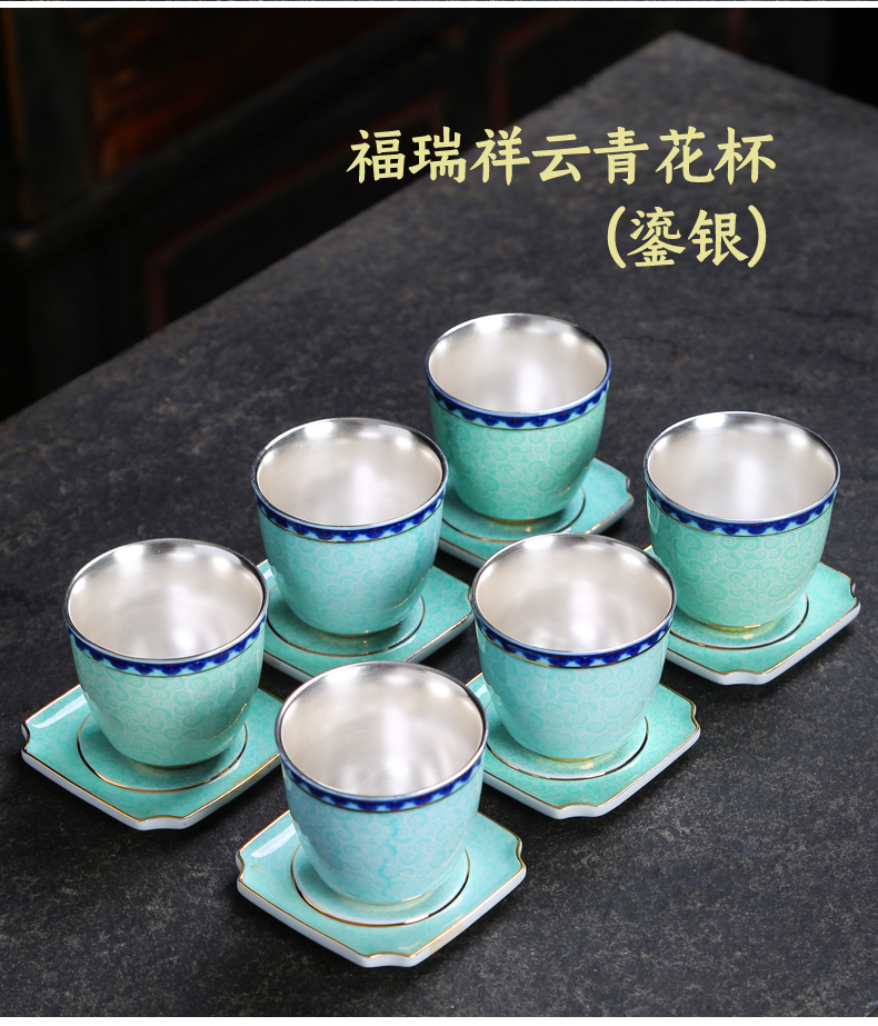 Checking out silver cup 999 sterling silver cup kung fu tea set ceramic silver mine loader the silver sample tea cup master cup single CPU