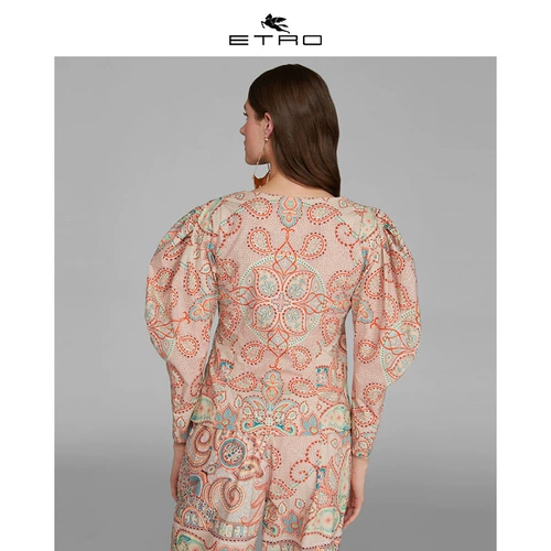 [Hui] etro ai bang/2020 весна и лето Новая/Женская Перси Печатная Леди V -NECK Рубашка