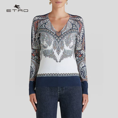[Интересная установка -free] etro/ai chuo/2021 весна и лето Новая/Дама Pisri Pattern настоящая шелковая рубашка