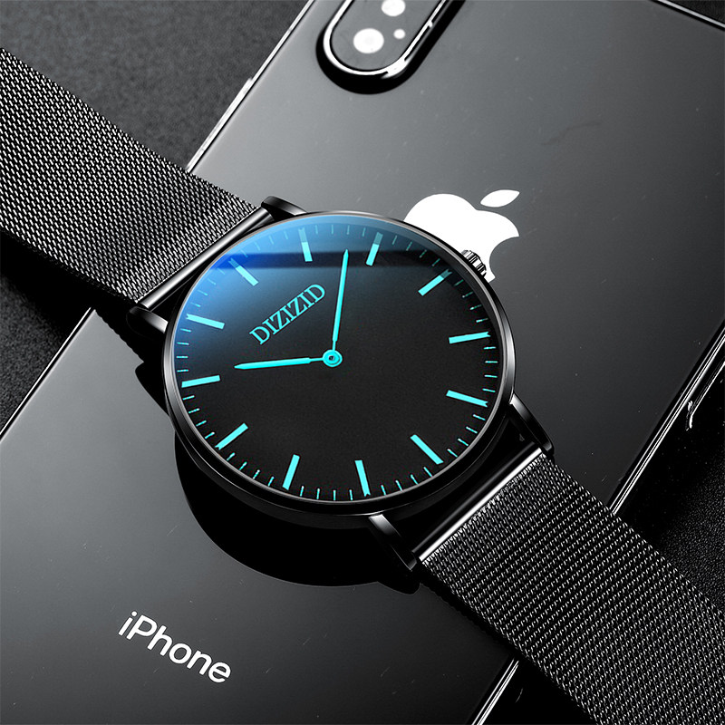 Ultra-thin watch men's mechanical watch junior high school students trend black technology youth men's waterproof electronic quartz