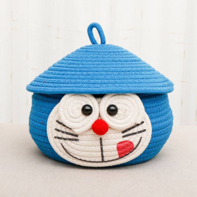 Cartoon woven storage basket desktop ເຄື່ອງສໍາອາງ snacks and sundries cute storage basket tea house storage basket