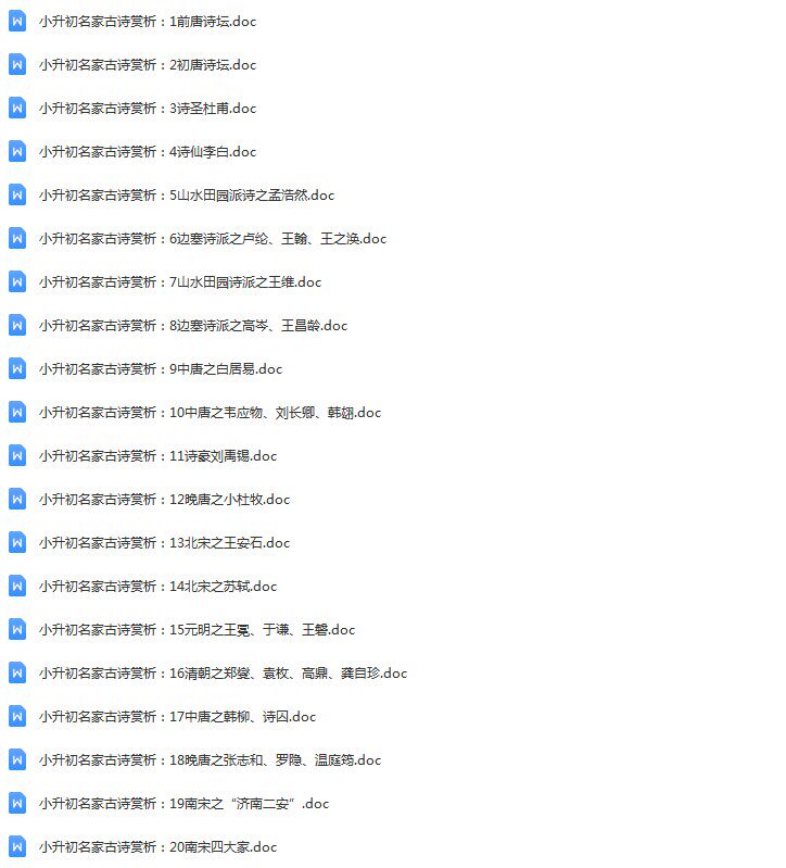 小学六年级语文小升初总复习古诗词专项练习训练试卷电子版题库