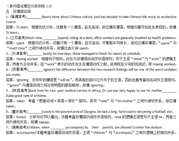 高中英语法填空训练单句填空短句填空语法填空专项练习word电子版