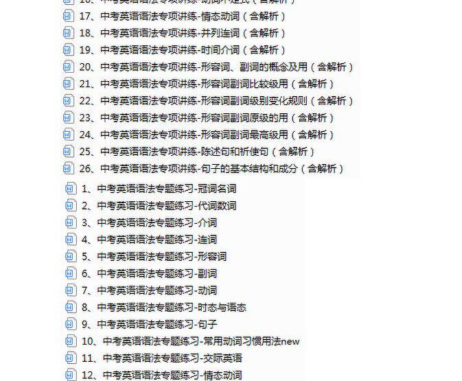 初中中考英语语法专项练习试卷Word版词汇时态讲解总复习电子版 最新资料免费下载 专项提高