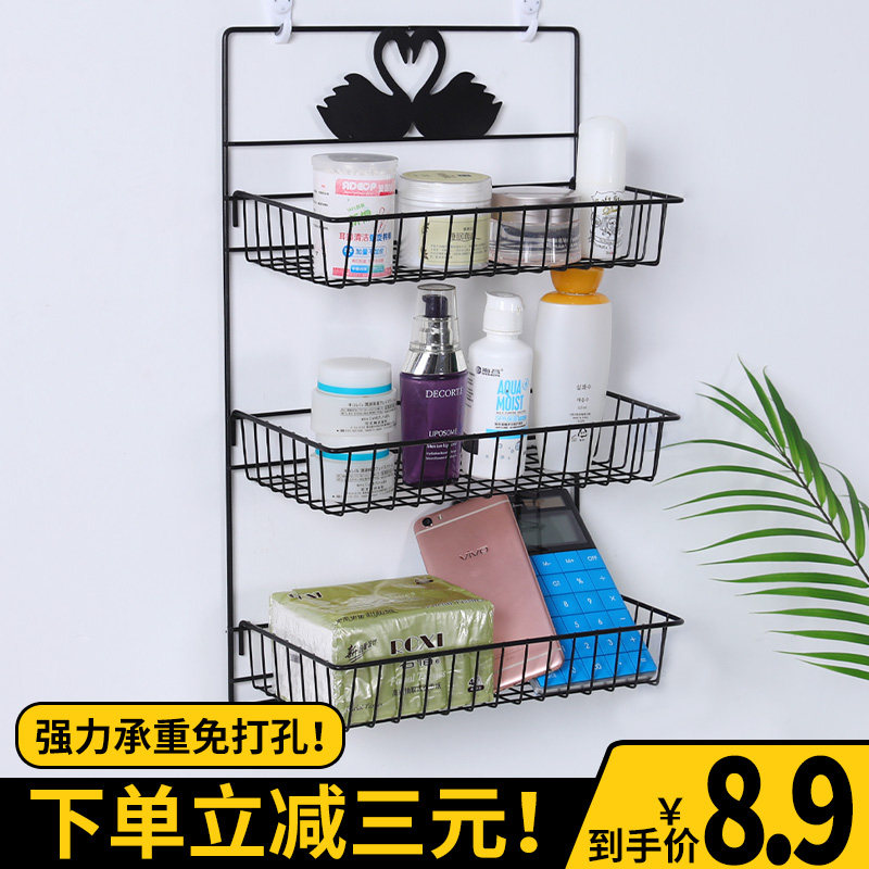 Dormitory Hanging Basket Free of perforated walls hanging basket headboard Upper shelf Kitchen Bathroom Containing shelf Cosmetic Storage Basket