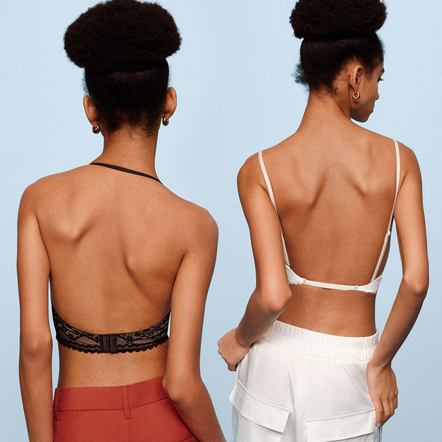 ສີຂາວ lace sexy back underwear ແມ່ຍິງຂອງຝຣັ່ງສາຍ spaghetti halter ຄໍ invisible U-shaped ຊຸດ bra backless ຂະຫນາດໃຫຍ່