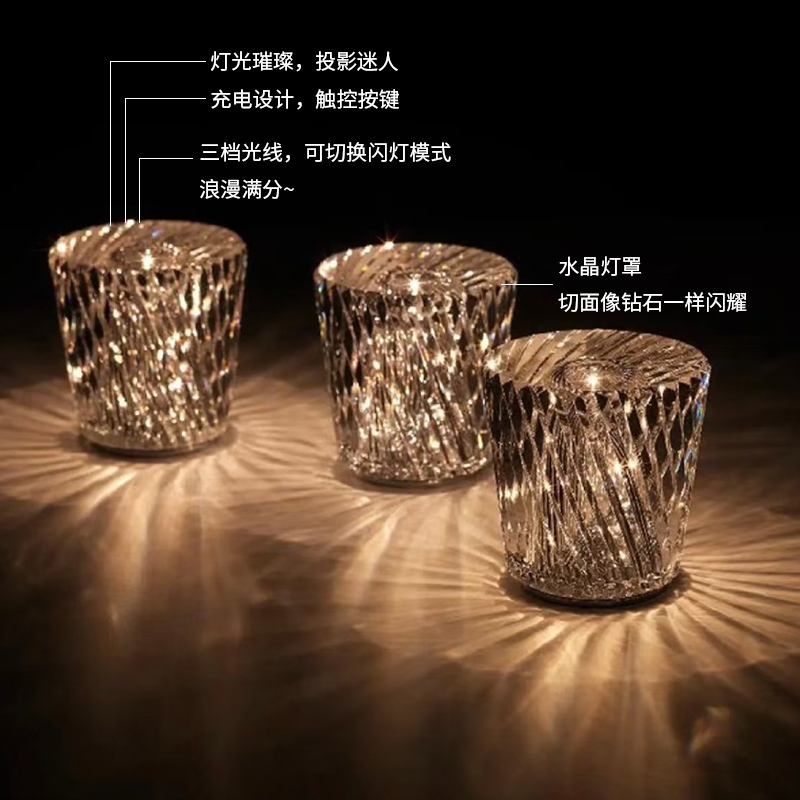 Light Luxury Crystal Diamond Table Lamp, Bar Folk Tavern Restaurant Bar Table Lamp, Creative Retro Atmosphere Lamp