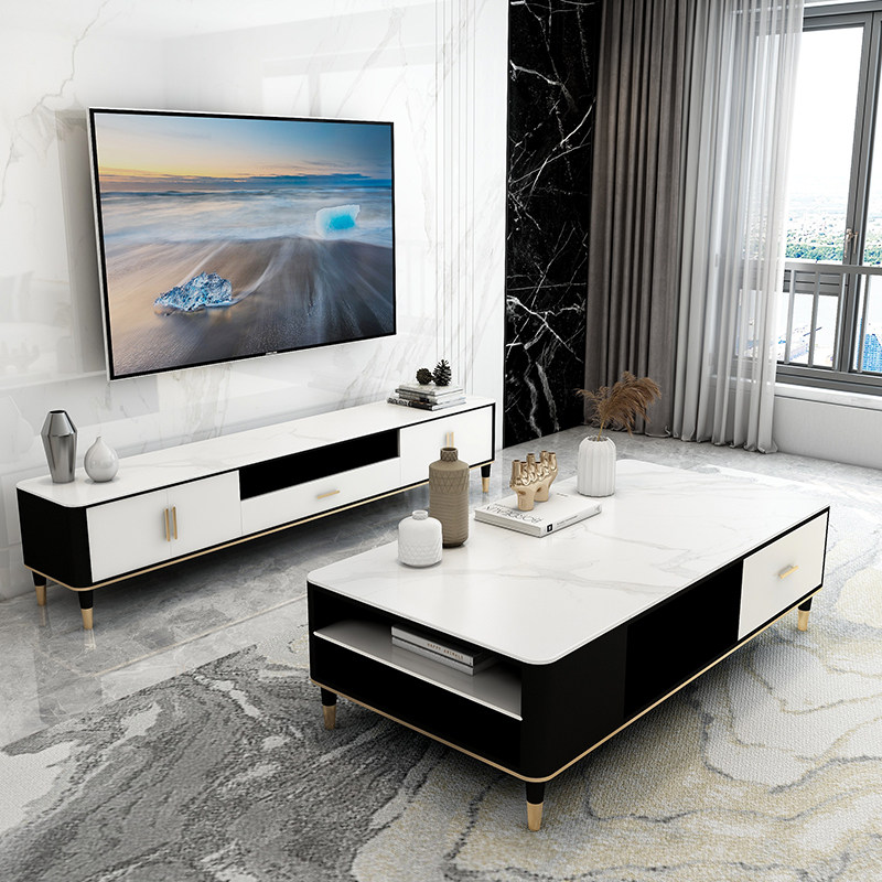 Light luxury slate TV cabinet simple modern coffee table TV cabinet combination living room Nordic small apartment TV cabinet - Taobao