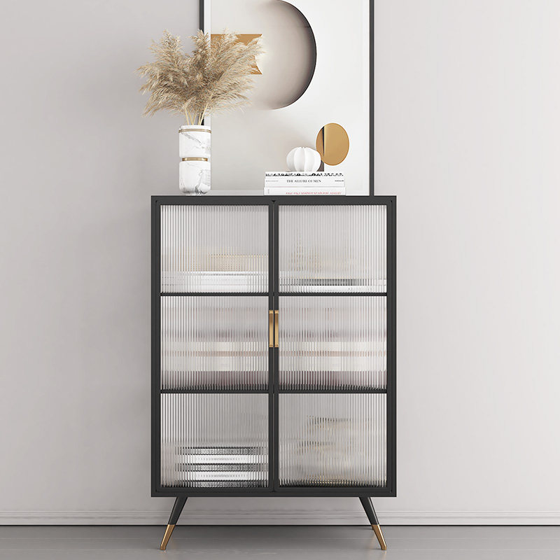 Nordic dining cabinet simple household tea cabinet against the wall wine cabinet light luxury kitchen storage cabinet tempered glass cupboard