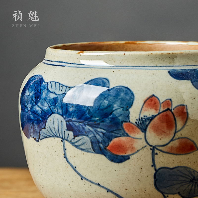 Shot incarnate the blue and white tea all hand washing water jar is large jingdezhen ceramic kung fu tea set with parts of household building water washing