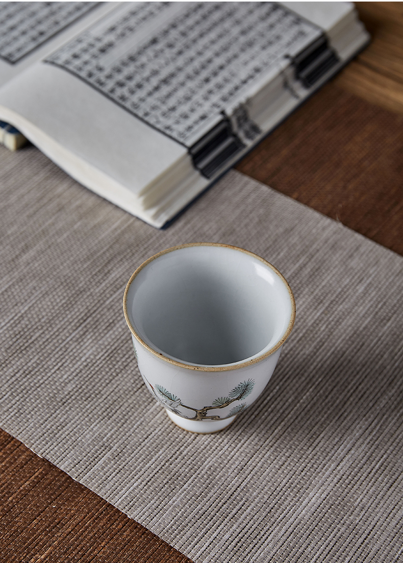 Shot incarnate the jingdezhen ceramic your up hand - made cranes teacup kung fu tea set sample tea cup personal single CPU master CPU