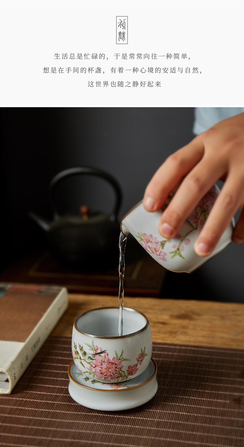 Peach blossom put cover the shot incarnate your up hand - made water point kung fu tea tea saucer jingdezhen ceramics accessories cup mat