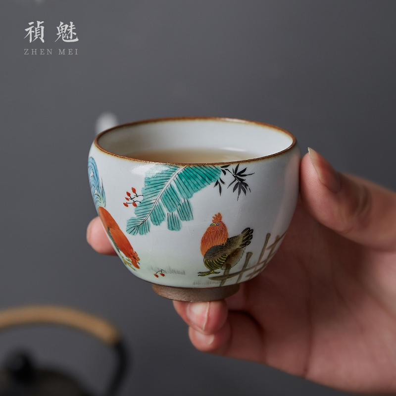 Shot incarnate the jingdezhen ceramic your up hand - made master cup single CPU kung fu tea set to open the slice chicken good tea cups