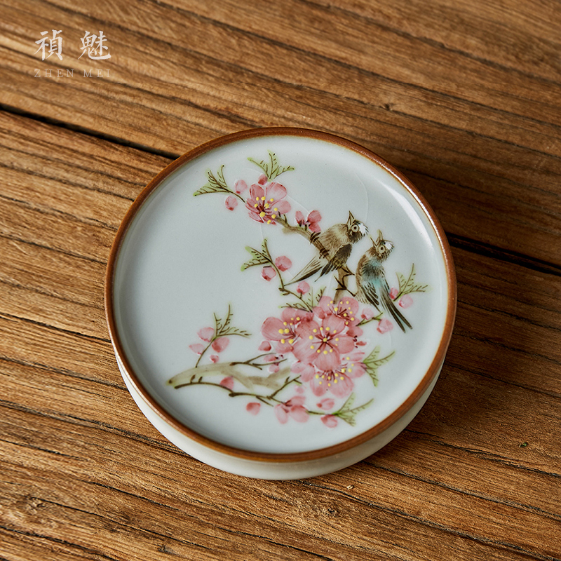 Peach blossom put cover the shot incarnate your up hand - made water point kung fu tea tea saucer jingdezhen ceramics accessories cup mat