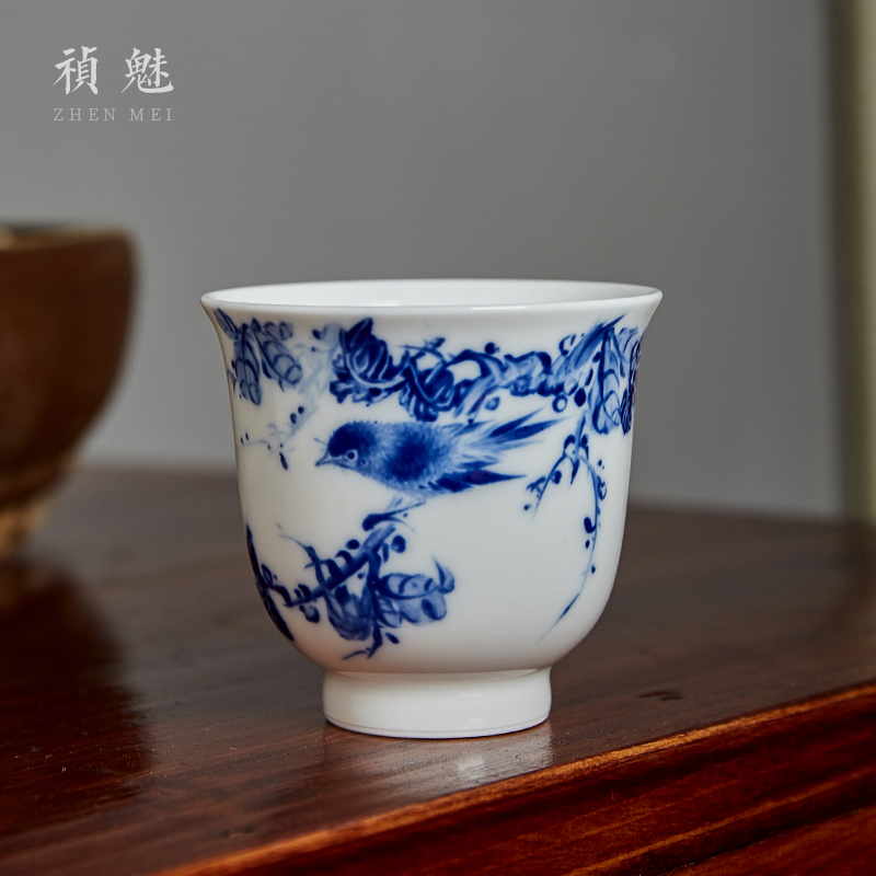 Shot incarnate the hand - made porcelain painting of flowers and small jingdezhen ceramic cups kung fu tea master sample tea cup cup personal single CPU