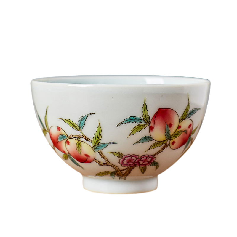 Shot incarnate the antique hand - made pastel peach master of jingdezhen ceramic kung fu tea set sample tea cup individual single CPU
