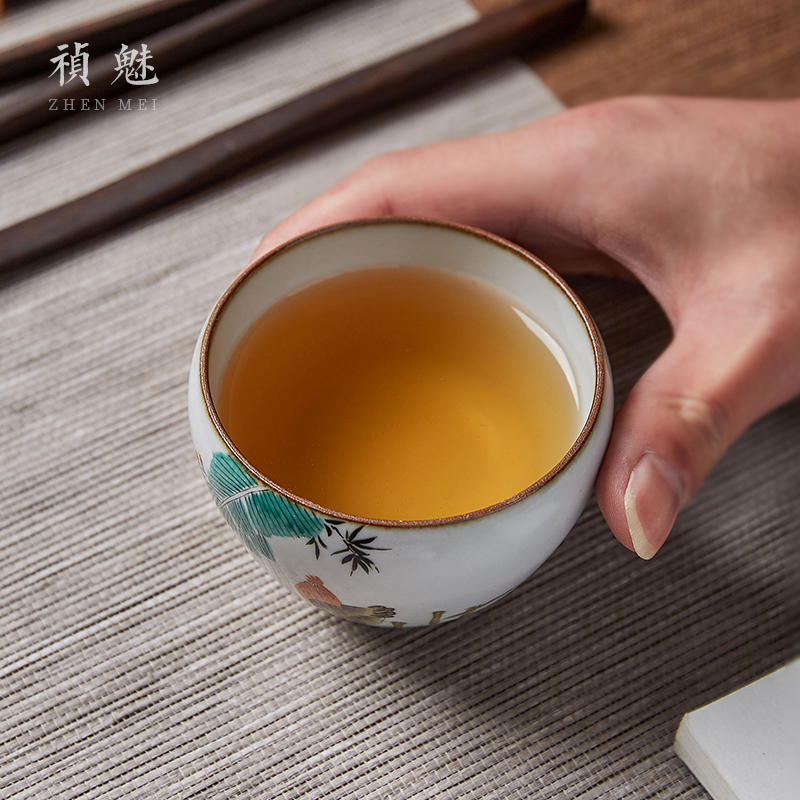 Shot incarnate the jingdezhen ceramic your up hand - made master cup single CPU kung fu tea set to open the slice chicken good tea cups
