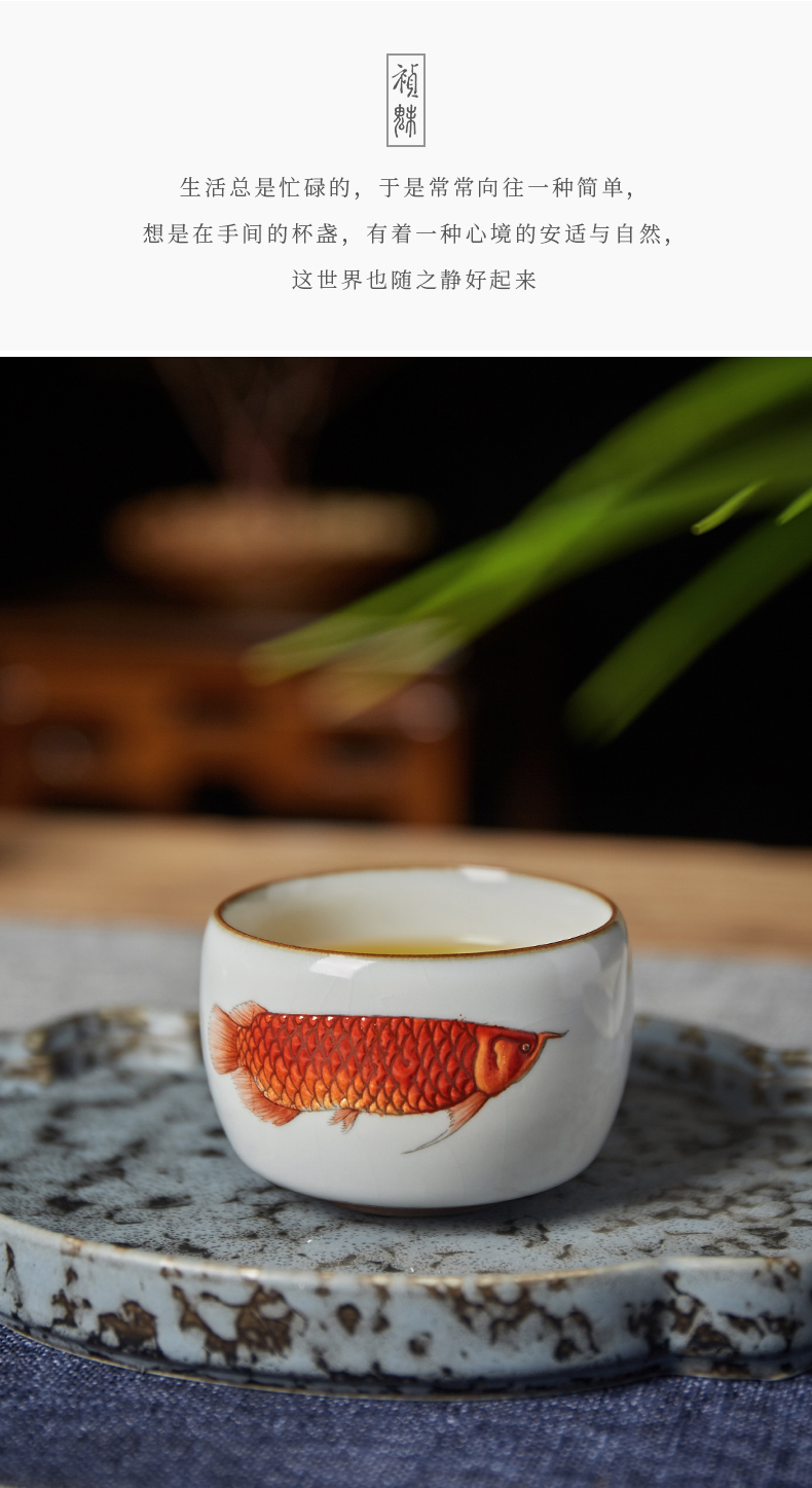 Shot incarnate your up hand - made gold dragon fish master cup single CPU jingdezhen ceramics kung fu tea set sample tea cup personal single CPU