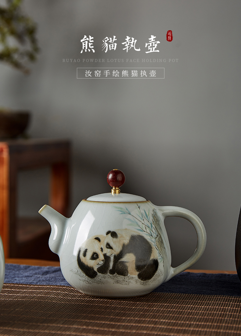 Shot incarnate your up hand - made panda jingdezhen ceramic teapot kung fu tea set household slicing can be a single pot teapot