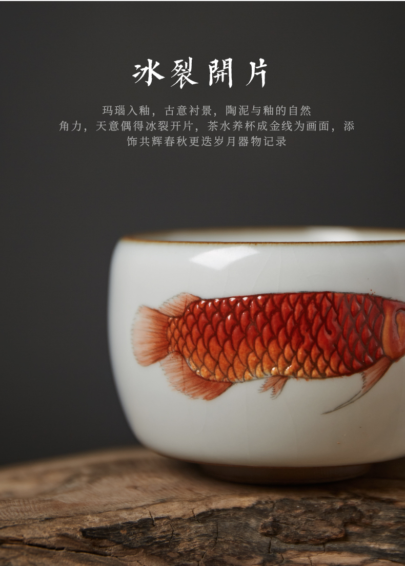 Shot incarnate your up hand - made gold dragon fish master cup single CPU jingdezhen ceramics kung fu tea set sample tea cup personal single CPU