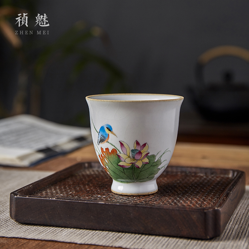 Shot incarnate the teacup jingdezhen ceramic your up hand - made lotus kung fu tea set sample tea cup masters cup single CPU