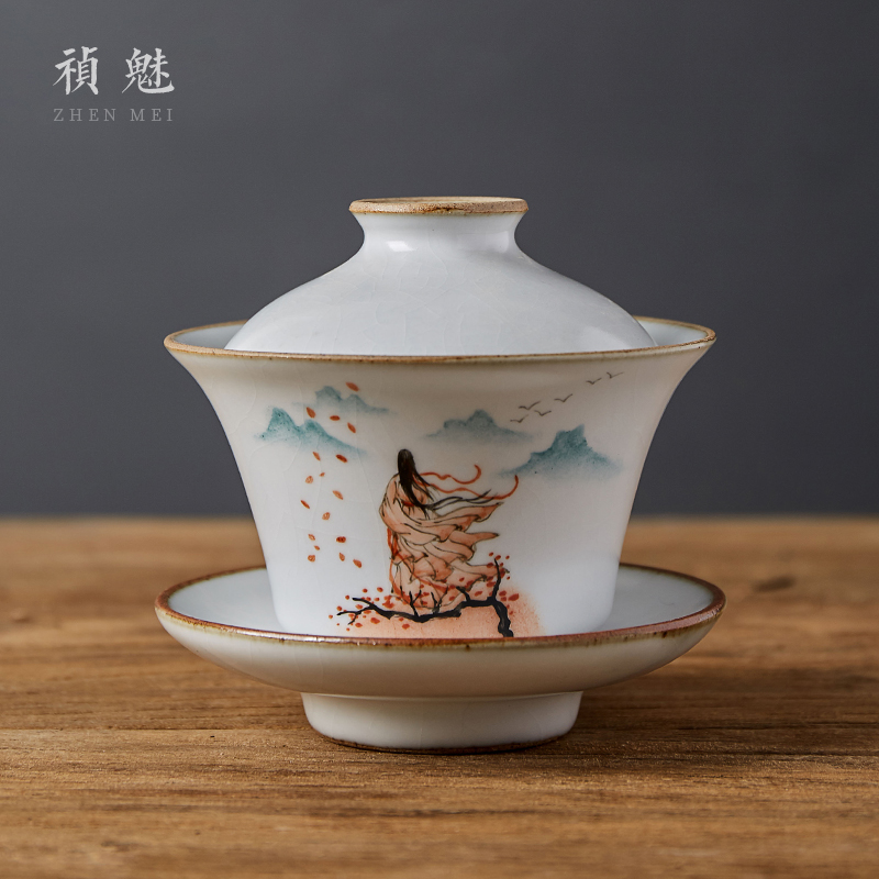 Shot incarnate the jingdezhen ceramic your up hand - made only three tureen tea cups ancientry kung fu tea tea bowl cover cup