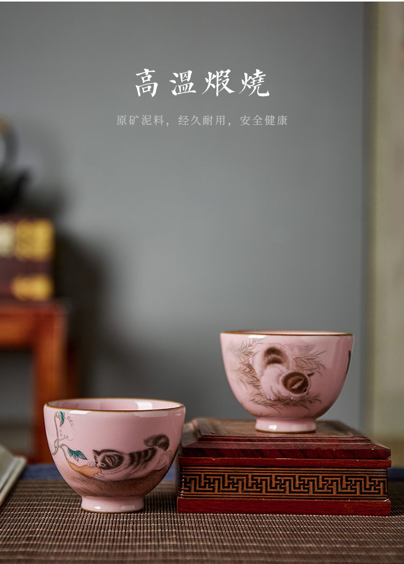 Shot incarnate your up hand - made the cat jingdezhen ceramic cups kung fu tea set personal sample tea cup master cup single CPU