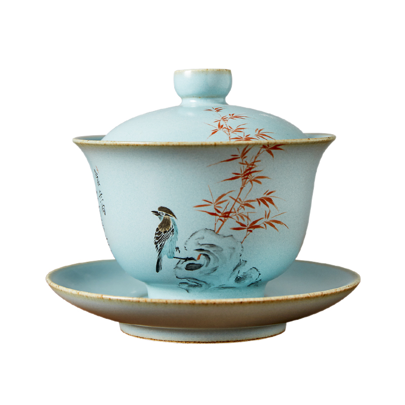 Shot incarnate your up hand - made only three tureen jingdezhen ceramic kung fu tea tea bowl cover cup tea cup