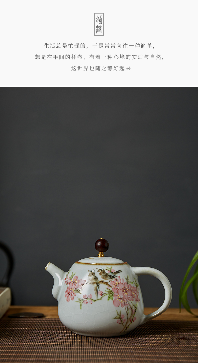 Shot incarnate your up hand - made water spot open peach blossom put jingdezhen ceramic teapot kung fu tea set household filter teapot