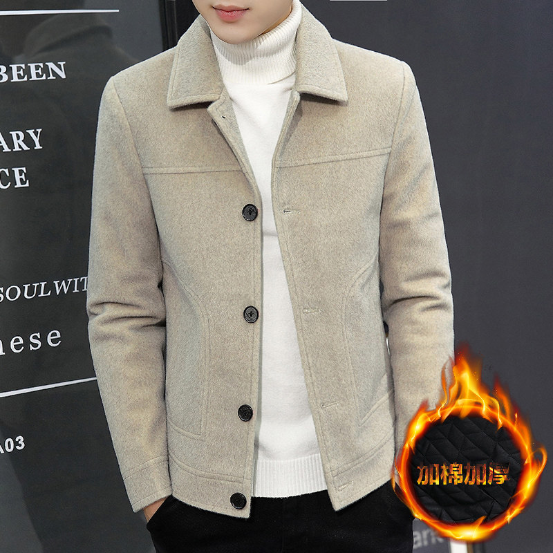 Short windbreaker men's autumn and winter men's woolen coat Korean version of the casual personality handsome jacket slim youth jacket trend