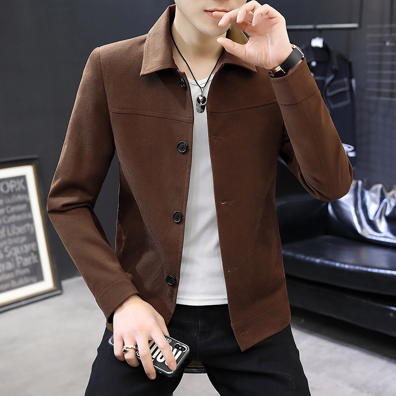 Jacket Men's Lapel Shirt Korean Slim Trend Short Small Windbreaker Youth Thin Fashion Casual Jacket Men