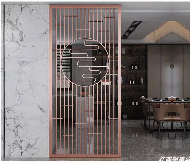 无锡金属屏风隔断客厅进门不锈钢拉丝金属轻奢现代玄关
