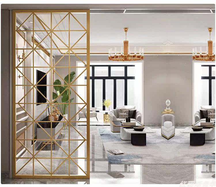 无锡金属屏风隔断客厅进门不锈钢拉丝金属轻奢现代玄关