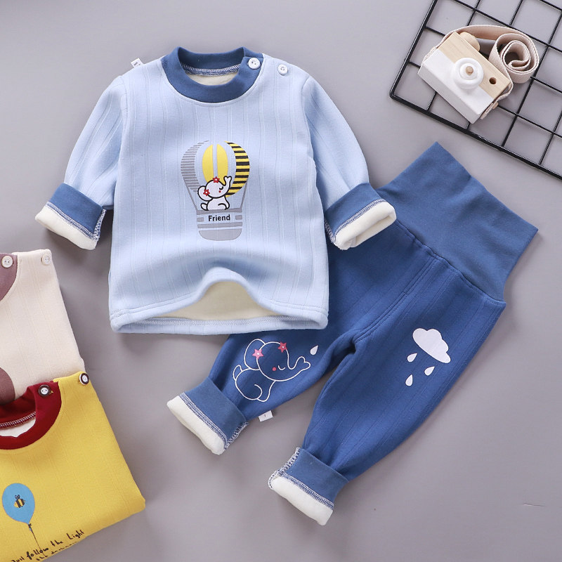 Baby plus jacket pack pure cotton heating underwear boys and girls spring and summer baby autumn pants 0 - 3 years old