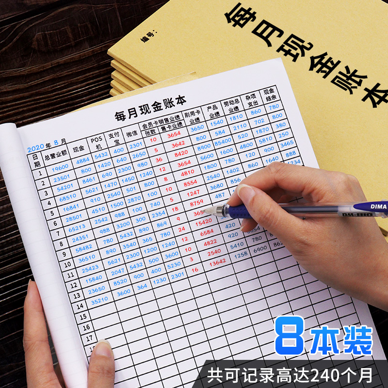 Cash Diary Book Monthly Cash Book Detailed Account Bookkeeping Book Handbook Shop Commercial Office Income Turnover Record Business Income Daily Flow Account Book Cashier