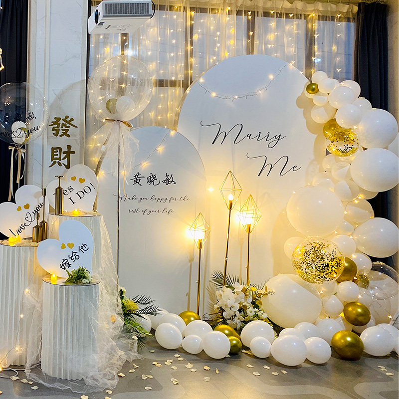 Proposal decoration romantic confession scene outdoor background board balloon package indoor hotel props supplies
