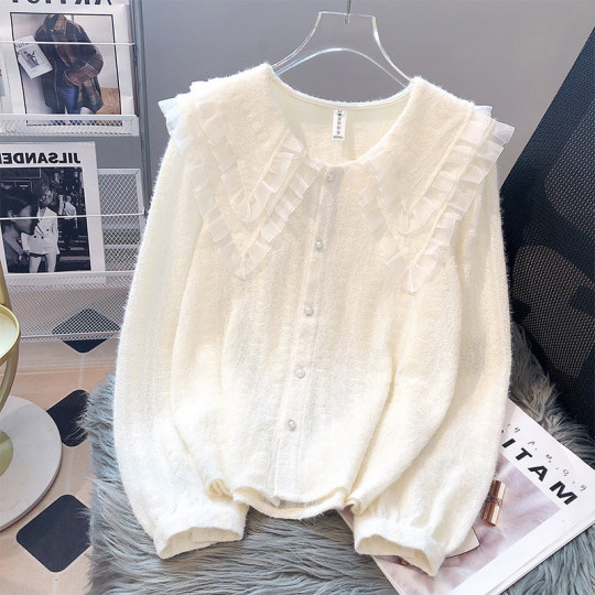 Lace Base Shirt for Women, New Spring and Autumn Style, Fashionable and Trendy, Stylish Inner Wear with a Unique Design, Chiffon Doll Collar Blouse Top