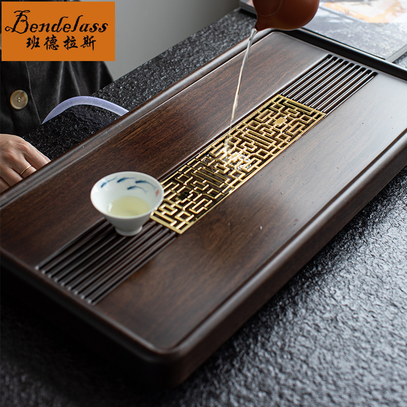 Tea tray solid wood tea table Tray Black Sandalwood Whole Small Home Tea Sea Drainage Type Tea Set Light Extravagant Modern Gift