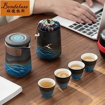 Travel kung fu tea set ceramic tea jar bubble teapot set custom gifts one pot four cups portable fast guest Cup
