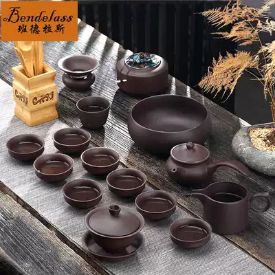 Banderas purple sand kung fu tea set set home office meeting guest teapot tea cup simple style Japanese handmade