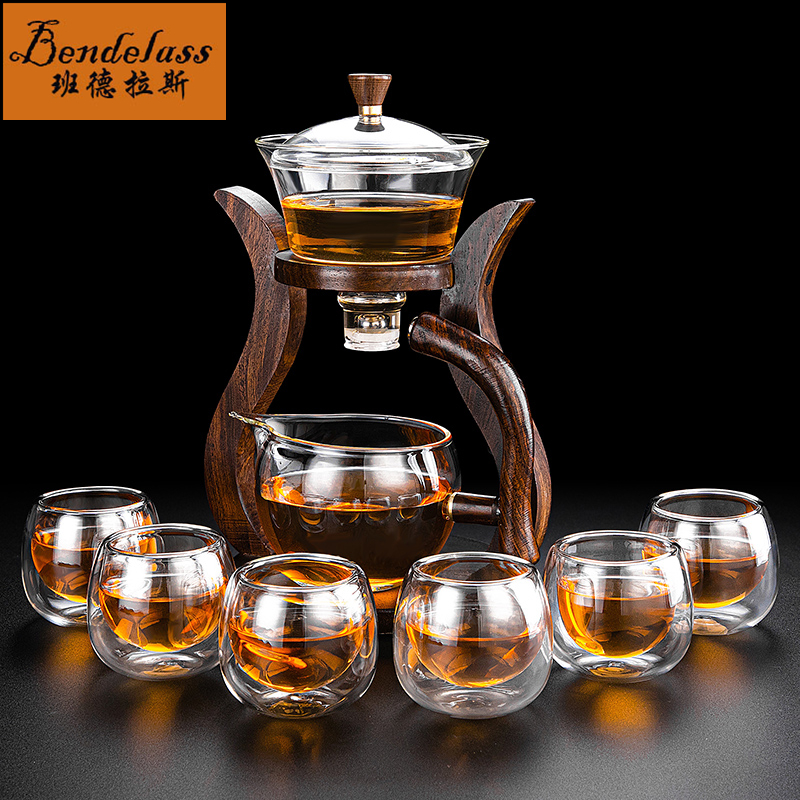 Kung Fu tea set automatic glass teacup set transparent tea maker heat-resistant lazy teapot home creative gift