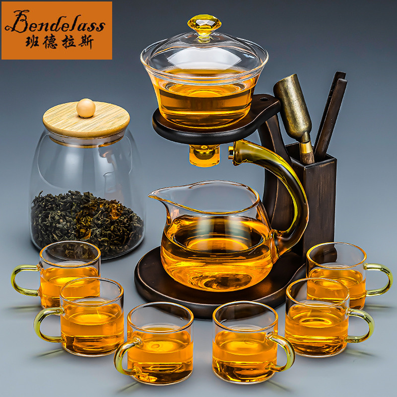 Glass Sloth half fully automatic tea set Gongfu tea cup suit high-end home magnetic suction teapot livingroom tea-making gift