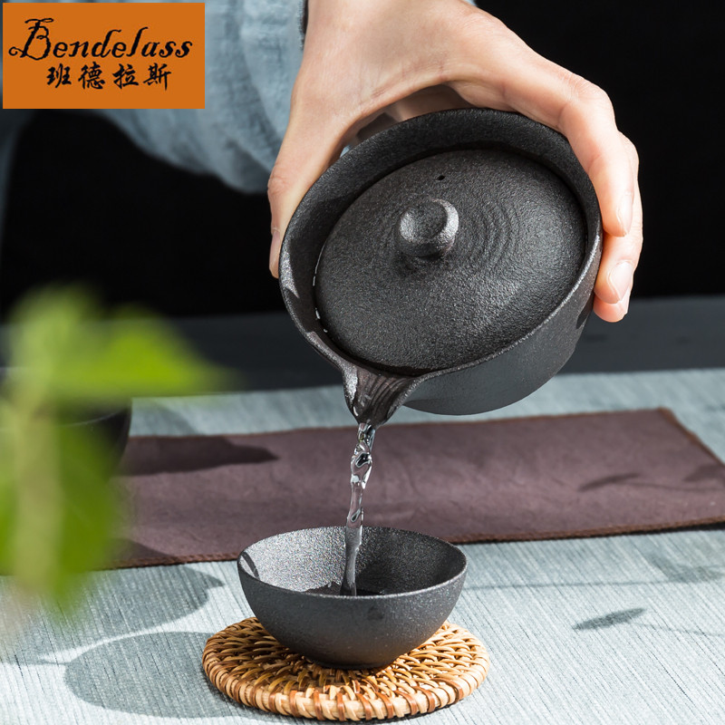 Banderas coarse pottery tea tea tea cup small cover day style hand grip jug minima portable tea set travel set for home