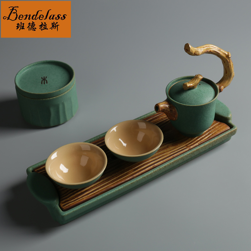 Banderas dead wood day style teapot teapot with two glasses of kung fu dry tea furniture sets for home minimalist modern creativity