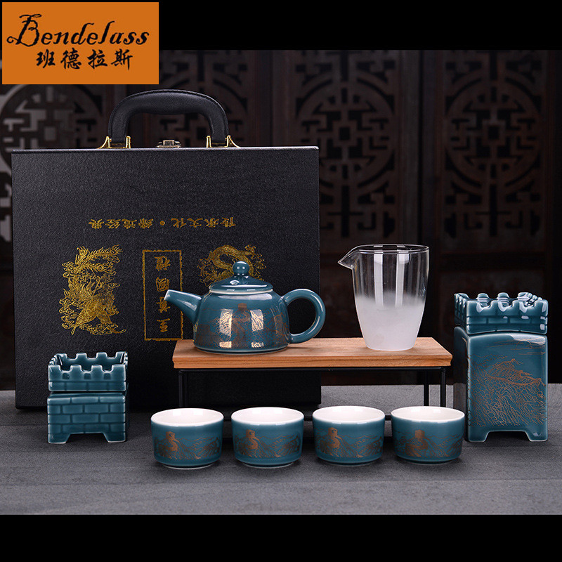 Banderras BLUE TEA TEA TEA TEAPOT SET FOR HOME CERAMICS CHINA WIND ONE POT FOUR CUPS UTIVE TEA WITH GIFT BOX DRESS