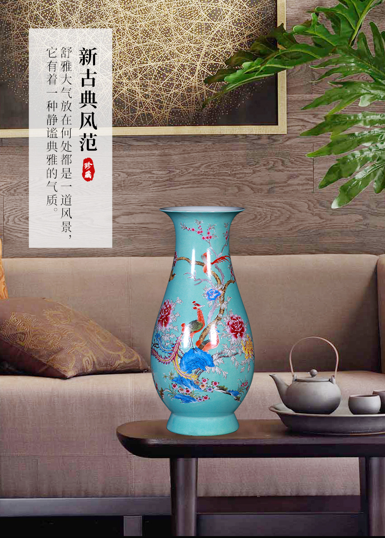 Jingdezhen imitation the qing famille rose porcelain vase water raise lucky bamboo flower arrangement, the sitting room decorate new Chinese style household furnishing articles