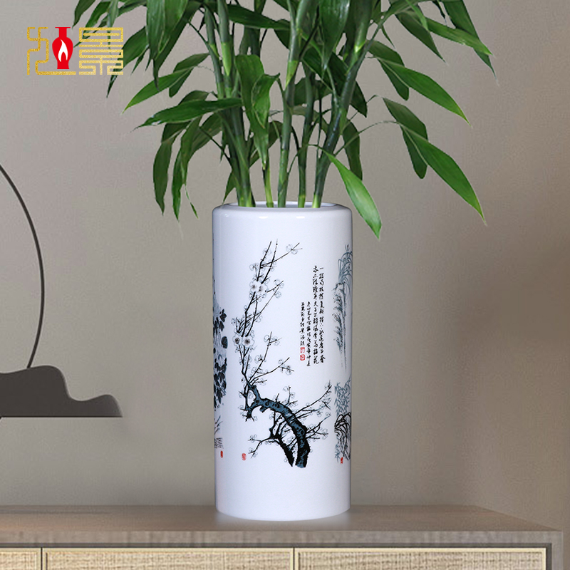 Rich and expensive bamboo vase Chinese water peeking bamboo large porcelain bottle living-room with flower arrangement Jingdezhen ceramic ware pendulum piece home ornament