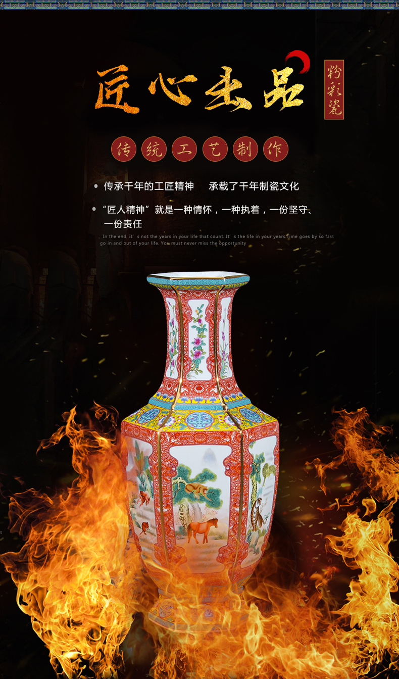 Archaize powder enamel vase jingdezhen ceramic bottle furnishing articles sitting room TV ark, rich ancient frame of new Chinese style decoration porcelain